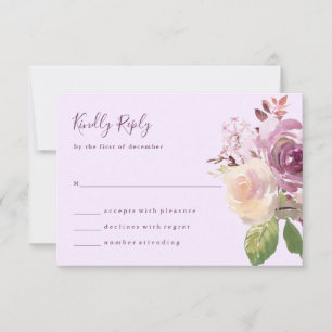 Pretty Purple Flowers Wedding RSVP Card