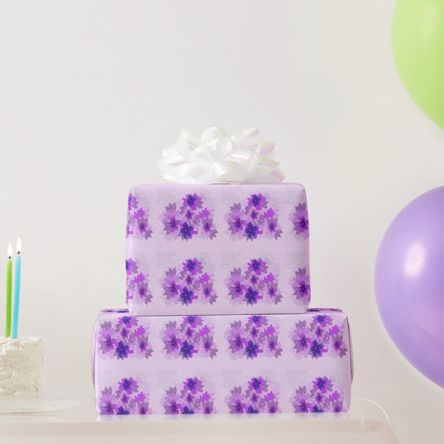 Pretty Purple Flowers  Wrapping Paper (Party Gifts)