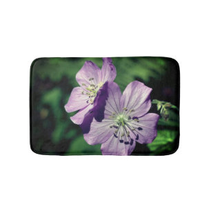 Pretty Purple Geranium Flower Pair Close Up Bath Mat