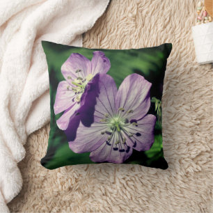 Pretty Purple Geranium Flower Pair  Cushion