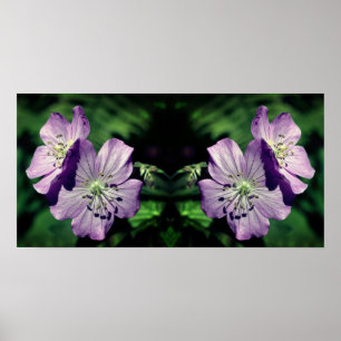 Pretty Purple Geranium Flower Pair Mirror Abstract Poster
