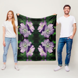Pretty Purple Geranium Flower Pair Pattern  Fleece