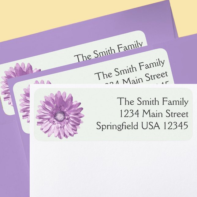 Pretty Purple Gerbera Daisy Floral Return Address Label (Creator Uploaded)