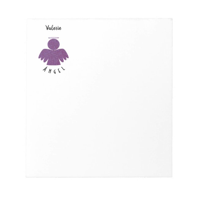 Pretty Purple Glitter Angel Notepad (Front)