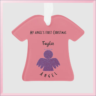 Pretty Purple Glitter Angel Ornament