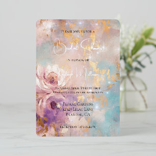 Pretty Purple Gold Aqua Blue Floral Bridal Shower