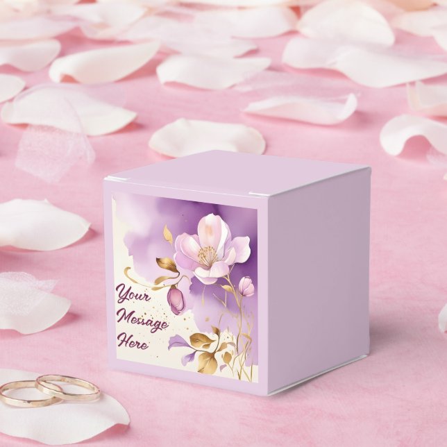Pretty Purple Gold Floral  Favour Box (Wedding)