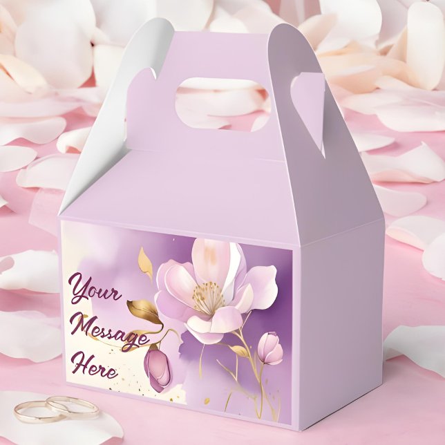 Pretty Purple Gold Floral  Favour Box (Creator Uploaded)