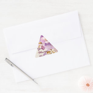 Pretty Purple Gold Floral Triangle Sticker