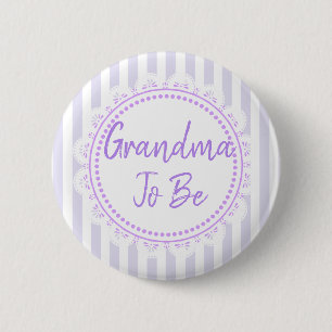 Pretty Purple Grandma To Be Lacey Baby Shower 6 Cm Round Badge