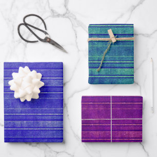 Pretty Purple Green Pink Blue Distressed Stripes Wrapping Paper Sheet