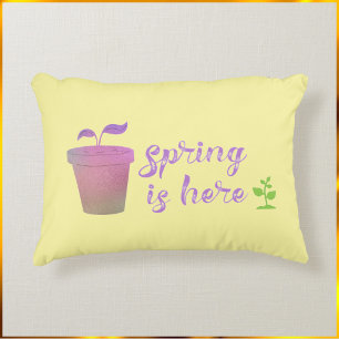 Pretty Purple & Green SPRING IS HERE    Accent Pil Decorative Cushion