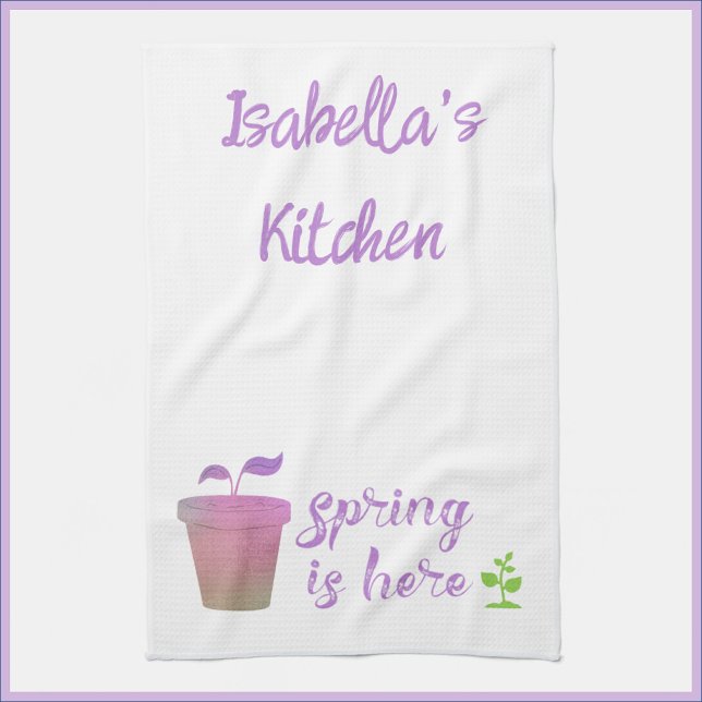 Pretty Purple & Green SPRING IS HERE   Tea Towel (Creator Uploaded)