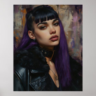Pretty Purple Haired Girl Poster