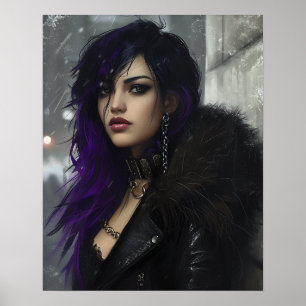 Pretty Purple Haired Girl Poster