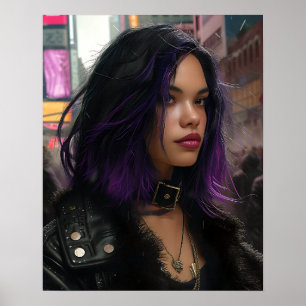 Pretty Purple Haired Girl Poster