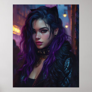 Pretty Purple Haired Girl Poster