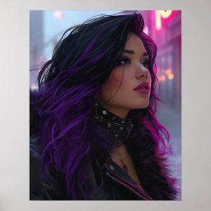 Pretty Purple Haired Girl Poster