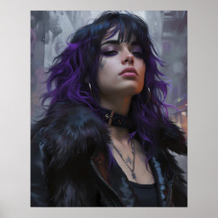 Pretty Purple Haired Girl Poster