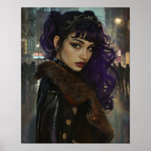 Pretty Purple Haired Girl Poster