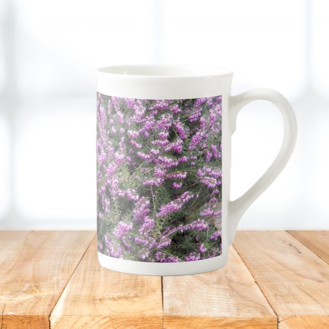 Pretty Purple Heather Floral Bone China Mug (In Situ)