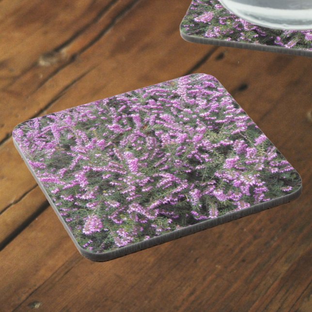 Pretty Purple Heather Floral Coaster (In Situ)