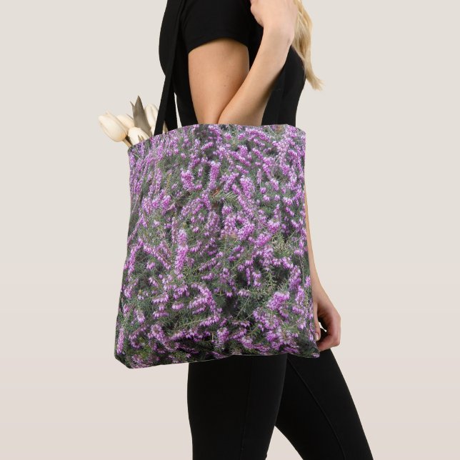 Pretty Purple Heather Floral Tote Bag (Close Up)