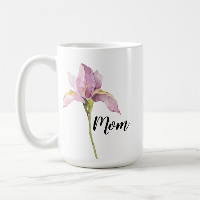 Pretty Purple Iris Floral Mug for Her (Left)