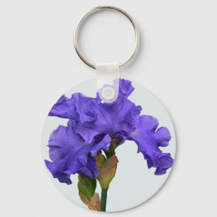Pretty Purple Iris Floral Photo Key Ring