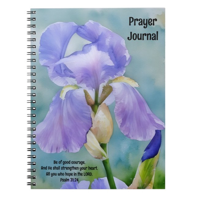 Pretty Purple Iris Flower Art Prayer Journal (Front)