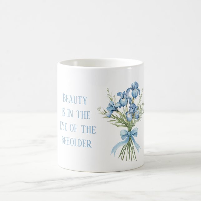 Pretty Purple Iris Flowers Bow Coffee Mug (Center)