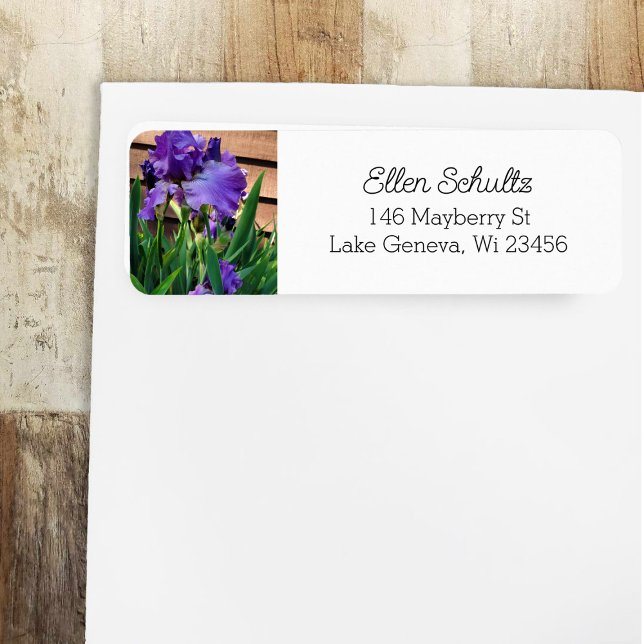 Pretty Purple Iris Flowers Return Address Label (Creator Uploaded)