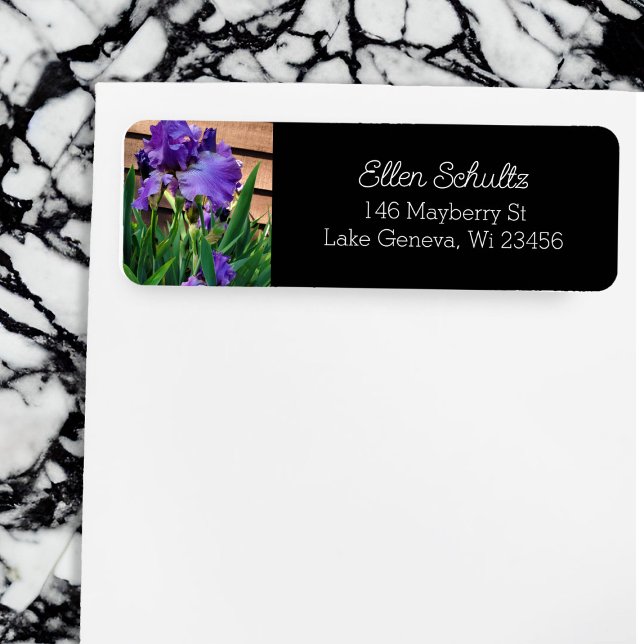 Pretty Purple Iris Flowers Return Address Label (Creator Uploaded)