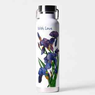 Pretty Purple Iris watercolour Water Bottle
