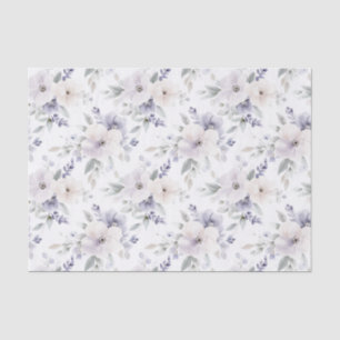 Pretty Purple Ivory Lavender Flowers Bridal Shower Tissue Paper