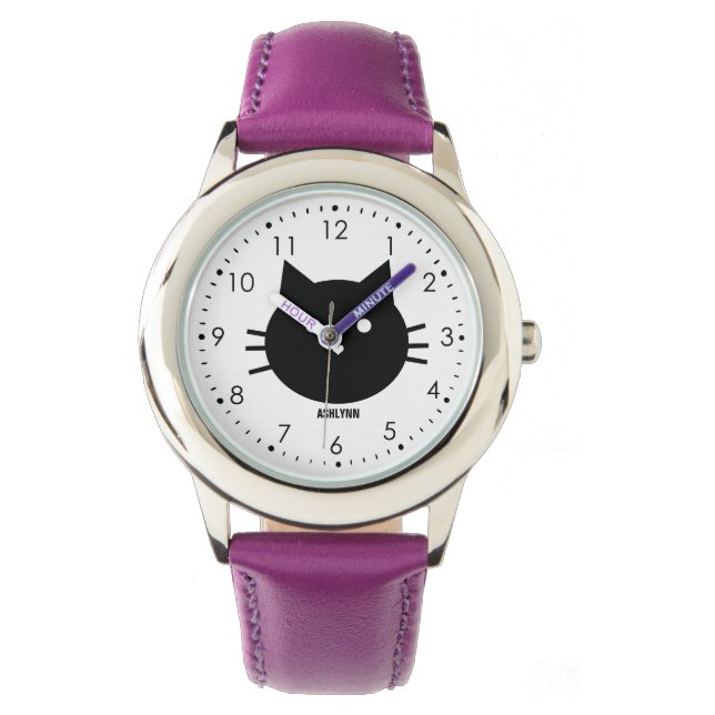 Pretty purple kitty cat watch (Front)