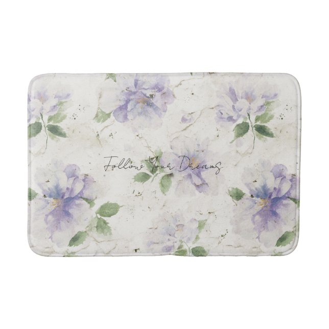 Pretty Purple Lavender Flowers Bath Mat (Front)