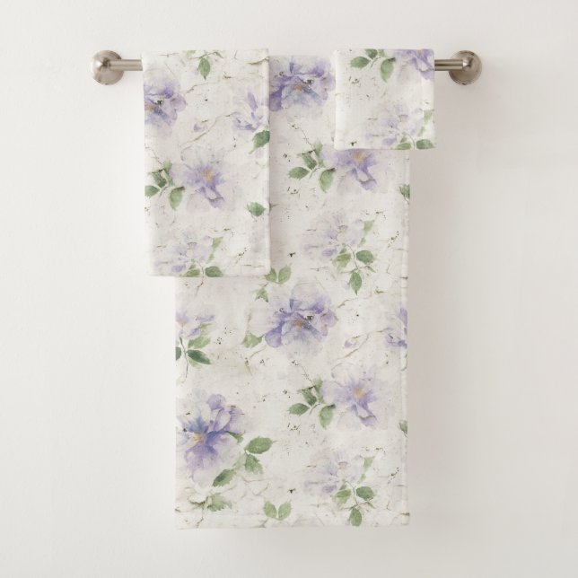 Pretty Purple Lavender Flowers Bath Towel Set (Insitu)