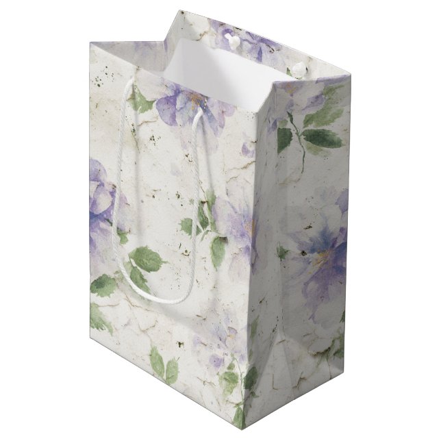 Pretty Purple Lavender Flowers Medium Gift Bag (Front Angled)