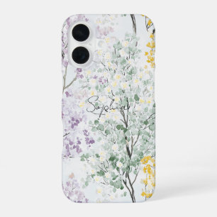 Pretty Purple Lavender Green Yellow Flowers iPhone 16 Case