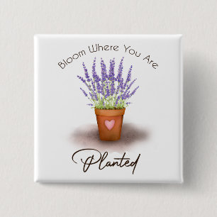 Pretty purple lavender plant pot bloom planted 15 cm square badge