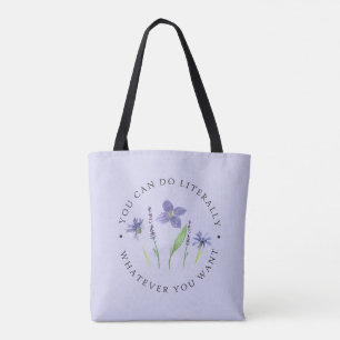 Pretty Purple & Lavender Watercolor Wildflower Tote Bag