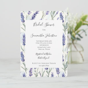 Pretty Purple Lavender White Floral Bridal Shower Invitation