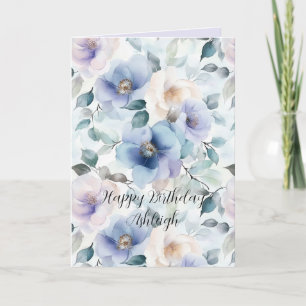 Pretty Purple Lavender White Flowers Birthday Card