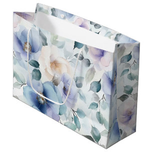 Pretty Purple Lavender White Flowers Bridal Shower Large Gift Bag