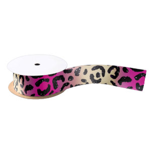 Pretty purple leopard print satin ribbon