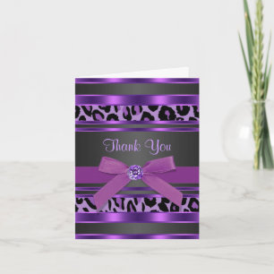 Pretty Purple Leopard Thank You Cards