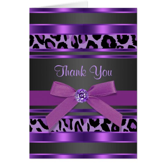 Pretty Purple Leopard Thank You Cards