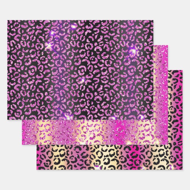 Pretty Purple Leopard  Wrapping Paper Sheet (Set)