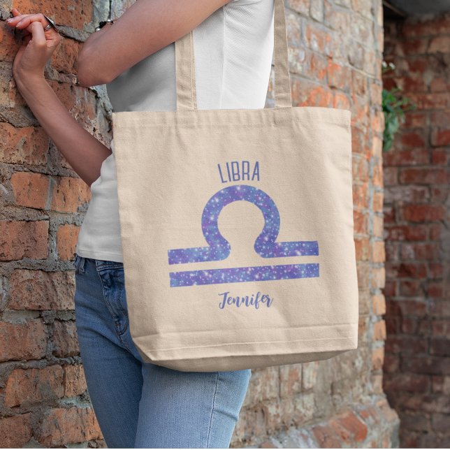 Pretty Purple Libra Astrology Sign Personalised Tote Bag (Creator Uploaded)